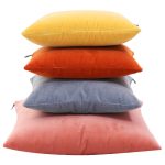 Cottoned throw pillow with velvet cover and organic cotton filling
