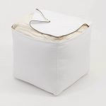 Cottoned ottoman cube with removable cover filled with organic cotton - open zipper