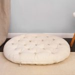 Cottoned-round-tufted-floor-cushion-with-organic-cotton-filling-and-zipper