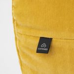 Cottoned ottoman pouf with organic cotton filling - texture and logo detail