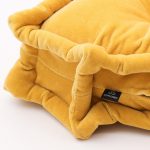 Cottoned bay window cushion with organic cotton fill - piping detail