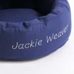 Cottoned Custom Organic Cotton Round Pet Bed with embroided name