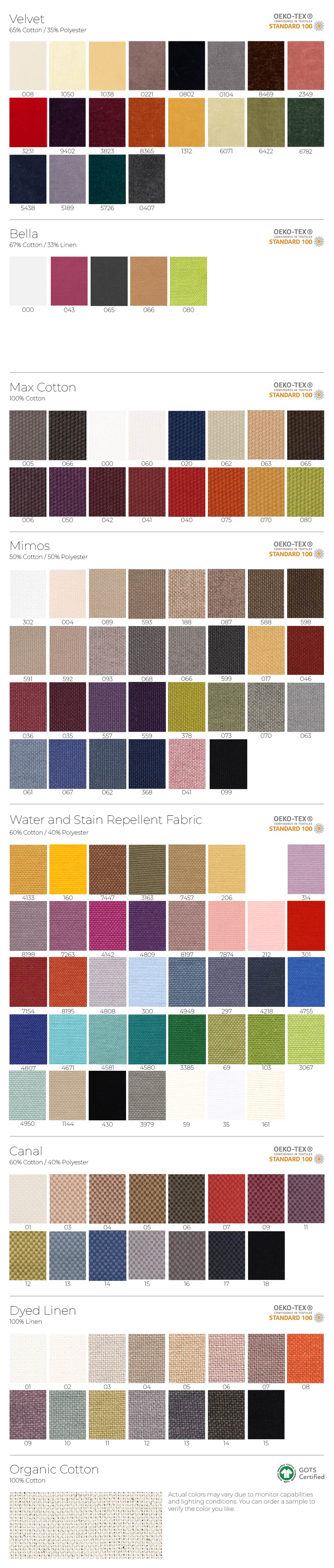Fabrics and colors